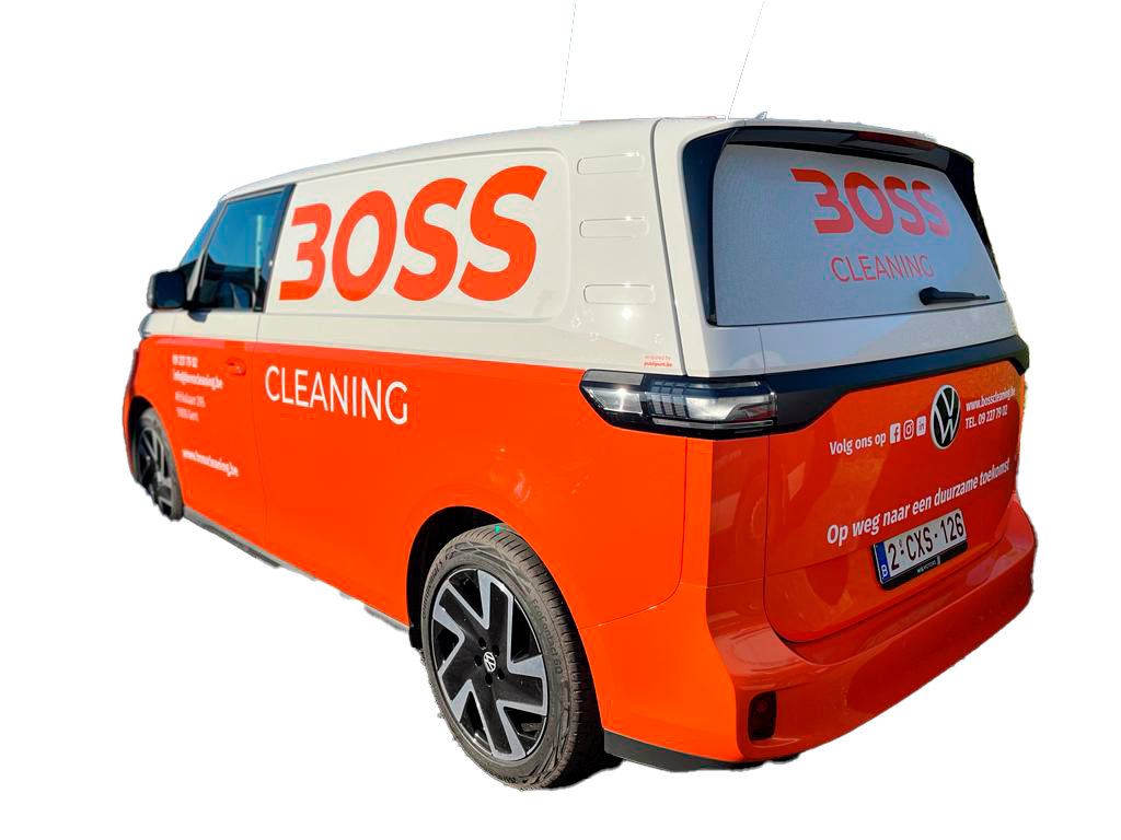 Stickers als belettering. Boss cleaning